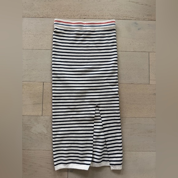 KULE x Anthropologie Dee Knit White Blue Striped Nautical Pencil Tube Maxi M - Picture 8 of 12